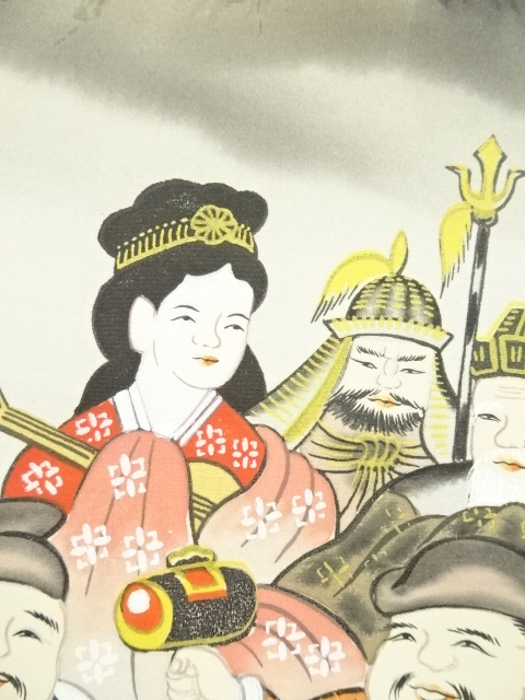 道具 ] - 道具 志郎筆 赤富士七福神 肉筆絹本掛軸（共箱） | ネット